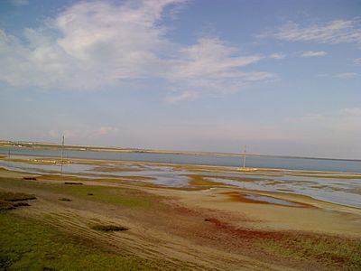 Озёра Джарылгач (на заднем плане) и Ярылгач (северный залив; на переднем плане)