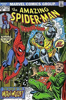 Джон Джеймсон в образе Человека-волка на обложке Amazing Spider-Man #124 (сентябрь 1973) Художник — Джон Ромита