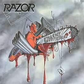 Обложка альбома Razor «Violent Restitution» (1988)