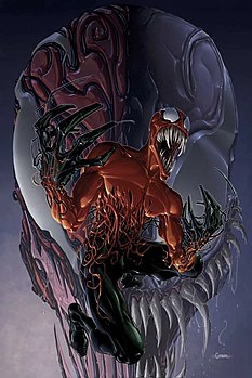 Токсин на обложке комикса Venom vs. Carnage #4 (ноябрь 2004) Художник — Клейтон Крейн.