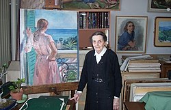 Екатерина Серебрякова в своей мастерской, 2005 год, Париж