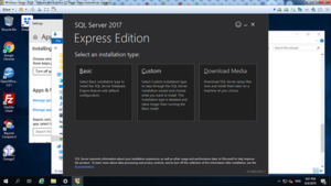 在一台Windows Server 2019VM上安裝SQL Server 2017 Express的畫面縮圖。