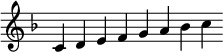 \relative c' { \key c \mixolydian \override Score.TimeSignature #'stencil = ##f \cadenzaOn c d e f g a bes c }