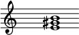 
\relative c'{
\override Staff.TimeSignature #'stencil = ##f
\cadenzaOn s1 <e gis b> s1 \cadenzaOff
}
