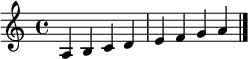 
{
   <<
   \relative c' {
      \set Staff.midiInstrument = "slap bass 2"
      \time 4/4
      \transposition c'
        a b c d e f g a
        \bar "|."
      }
   >>
}
