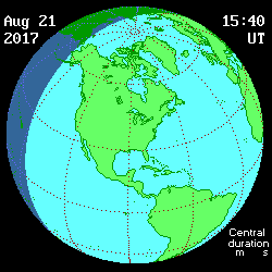 Animation des Schattenpfads der Sonnenfinsternis am 21. August 2017
