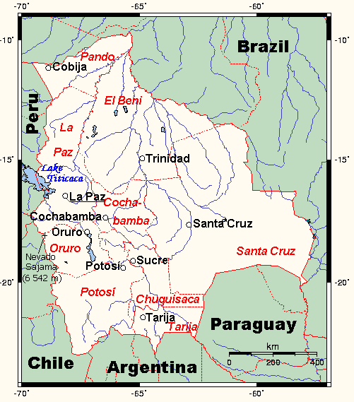 Map of Bolivia