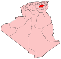 Map of Algeria showing Batna province.