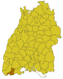 Elhelyezkedése Baden-Württemberg térképén