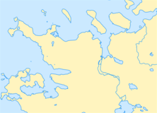 Mapa konturowa Reykjavíku, w centrum znajduje się punkt z opisem „ÞRR”, natomiast po prawej nieco na dole znajduje się punkt z opisem „FYL”