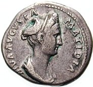 Portret van Matidia op een denarius uitgegeven na haar dood. Foto: Classical Numismatic Group, Inc. (CNG).