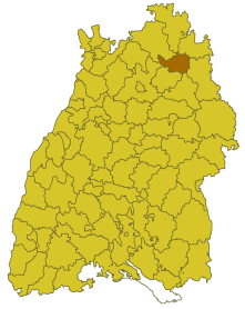 Elhelyezkedése Baden-Württemberg térképén