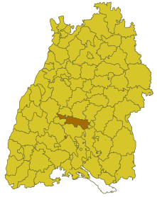 Elhelyezkedése Baden-Württemberg térképén