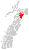 Kart over Tysfjord kommune Divtasvuona suohkan Tidligere norsk kommune