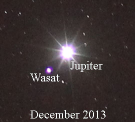 Wasat in der Nähe von Jupiter im Dezember 2013