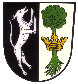 Gemeinde Neukirchen Gespalten von Schwarz und Silber; vorne ein steigender, linksgewendeter silberner Windhund; hinten eine bewurzelte grüne Esche mit einer goldenen Krone um den Stamm.