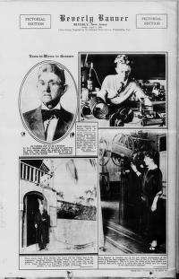 Black and white clipping from a newspaper featuring photographs of four different people.