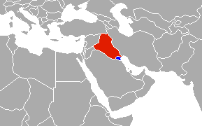 Irak (rood) en Koeweit (blauw).