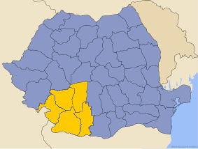 Bölgenin Romanya üzerindeki konumu