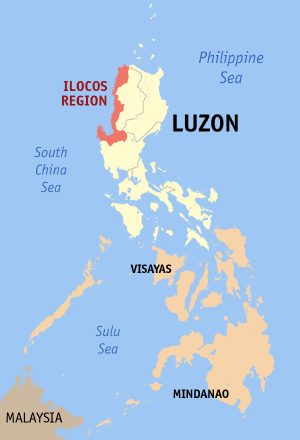 Filipinler haritasında Ilocos Bölgesinin yeri gösteriliyor.