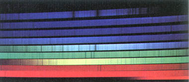 Echellegitter-Spektrum der Sonne mit Fraunhoferlinien