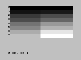 Darstellung derselben Farbtabelle auf einem Schwarzweißfernseher