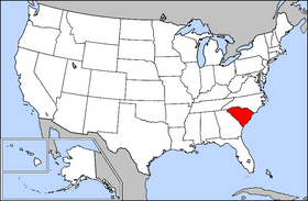 Karte der USA, South Carolina hervorgehoben