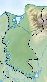 Mapa konturowa Magdalena, u góry po prawej znajduje się czarny trójkącik z opisem „Sierra Nevada de Santa Marta”