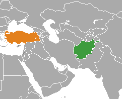 Haritada gösterilen yerlerde Afghanistan ve Turkey