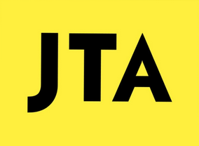 Logo der JTA: Die drei Buchstaben JTA in Schwarz vor einem gelben Hintergrund.