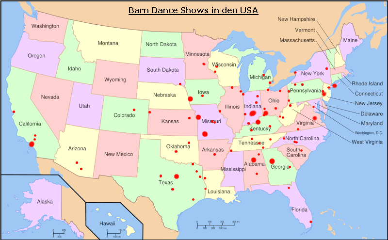 Karte der Barn Dance Shows