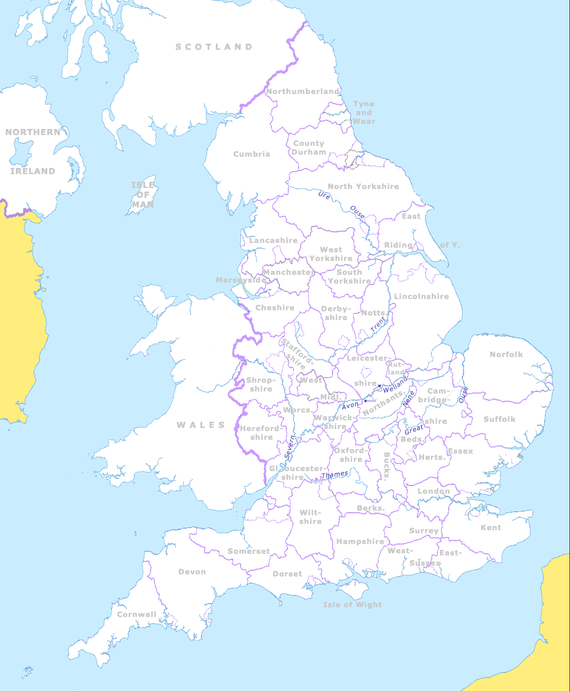 Backsteinbauwerke der Gotik/Verteilung in England (England Counties)