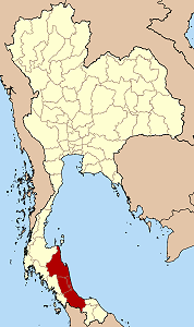 Map of Thailand highlighting the location of Monthon Nakhon Si Thammarat