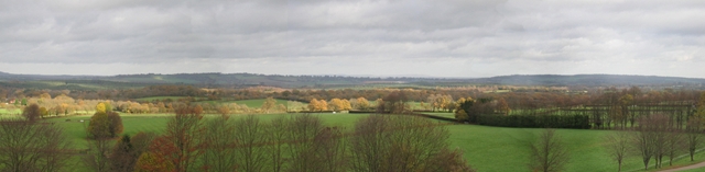 Panorama from the South Downs, above the village and facing north.