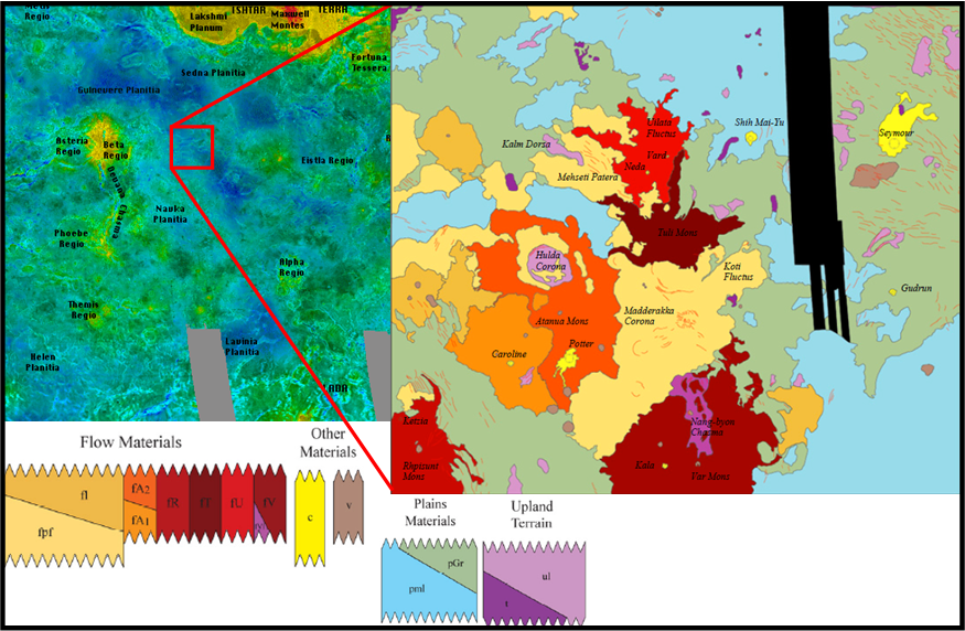 Map of the geology of southern Guinevere Planitia