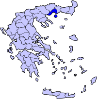 Location of Kavala Prefecture in Greece