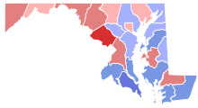 County map of Maryland, showing which candidates in the 1966 election won which county