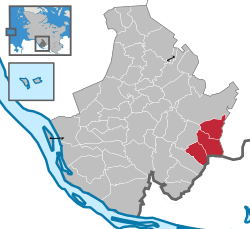 Map of Pinneberg highlighting Bönningstedt