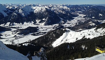 Gemeindeteil Geitau (mittig) mit Wendelstein-Seilbahn