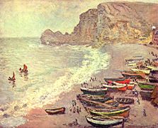 Claude Monet, Étretat, la plage et la porte d'Amont, 1883