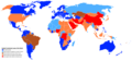 An alternate world map showing death penalty laws.