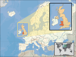 Location of BritishWatcher/Box (inset - orange) in the United Kingdom (camel) in the European continent (white)