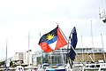 Dalgalanan Antigua ve Barbuda bayrağı