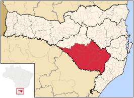 Ligging van de Braziliaanse microregio Campos de Lages in Santa Catarina