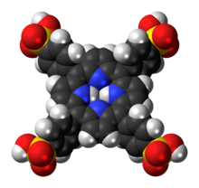 Space-filling model of the tetraphenylporphine sulfonate molecule