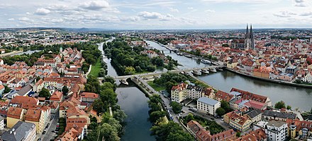 Luftbild der Regensburger Altstadt