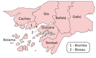 Map of the regions of Guinea-Bissau