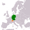 Location map for Germany and Switzerland.