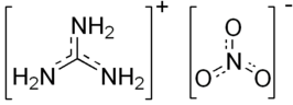 Structuurformule van guanidinenitraat