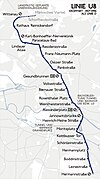 Map of Berlin U-Bahn's U8 line